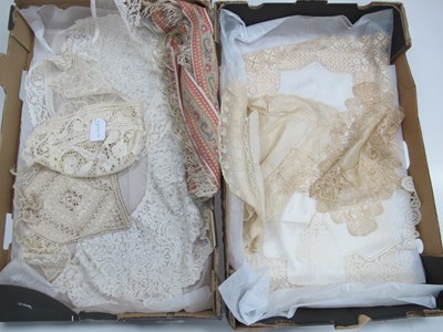 Lot 1405 - A Quantity of XIX Century Lace Collars, silk...