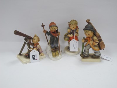 Lot 1317 - Four Hummel Figures of a Skier, boy looking...