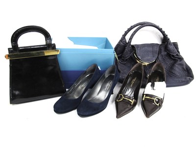 Lot 1411 - A Karl Lagerfeld Black Patent Leather Handbag,...