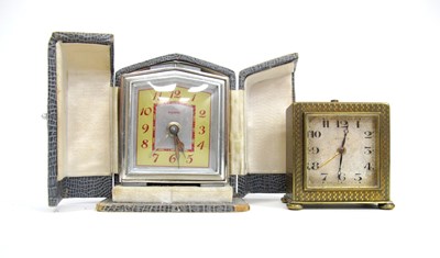 Lot 1387 - A Zenith Gilt Metal Travelling Clock, of...