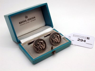 Lot 294 - Georg Jensen; A Pair of Bull Design Cufflinks,...