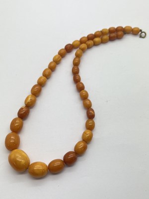 Lot 267 - An Amber Coloured Graduated Single Strand Bead...