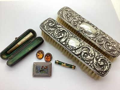 Lot 149 - A Green Hardstone Panel Brooch, with...