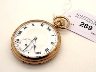 Lot 289 - A 9ct Gold Cased Openface Pocket Watch, the...