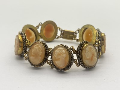 Lot 241 - A Vintage Gilt Coloured BG Cameo Bracelet, of...