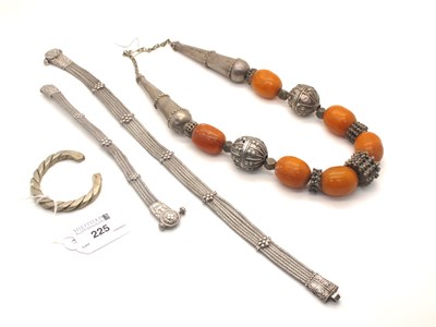 Lot 225 - A Bedouin Amber Colour Bead Necklace, with...