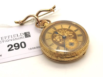 Lot 290 - A Late XIX Century Fob Watch, the foliate...