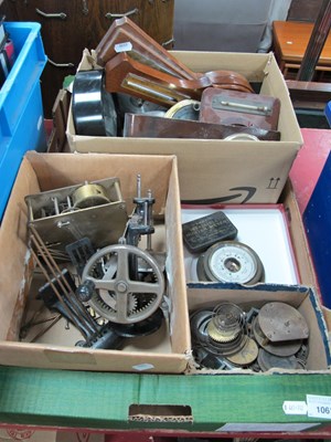 Lot 1061 - Barometers, clock and watch parts. Singer...