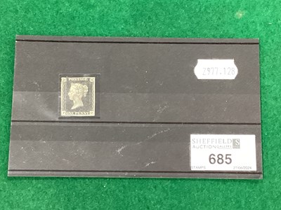 Lot 685 - Stamps: Penny Black: 'P-D' nice clean stamp,...