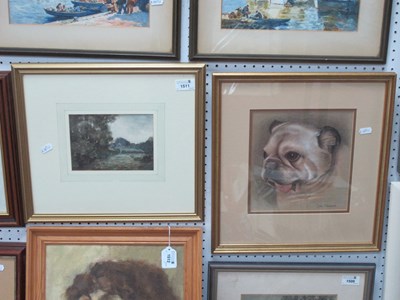 Lot 1511 - John Warwick Pug Dog Study, pastel 22 x 20.5cm,...