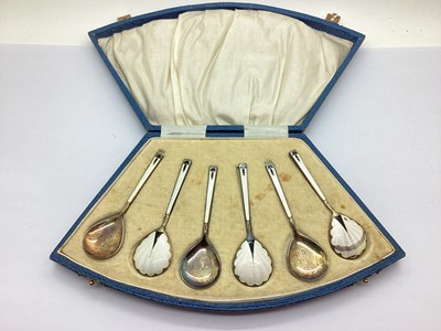 Lot 159 - A Set of Six Art Deco Hallmarked Silver and...