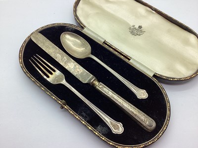 Lot 157 - Hallmarked Silver Cutlery, engraved to handles,...