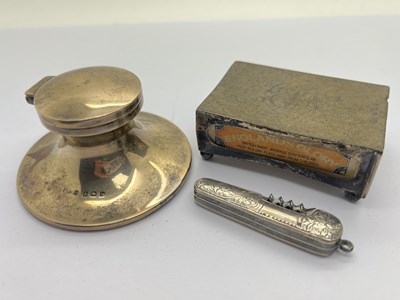 Lot 184 - A Hallmarked Silver Inkwell, Birmingham 1909,...