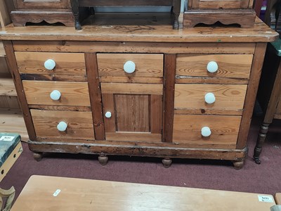 Lot 1563 - Pine Dresser, with porcelain handles to an...