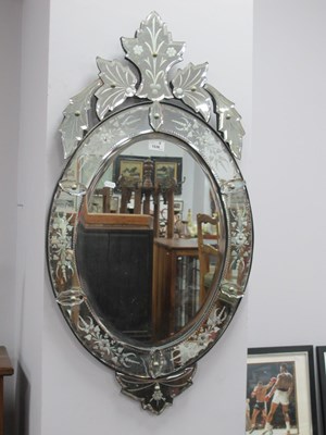 Lot 1536 - Italian Oval Bevelled Wall Mirror, with...