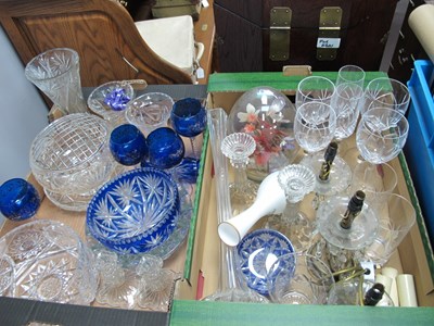 Lot 1059 - Drinking Glasses, blue flash glass bowl and...