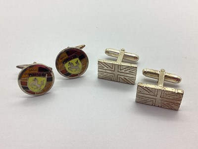 Lot 220 - A Pair of Enamel Inlaid Porsche Cufflinks, of...