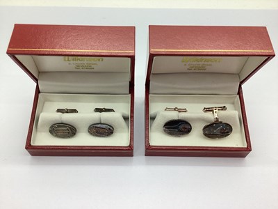 Lot 224 - A Pair of Hallmarked Silver Cufflinks, oval...