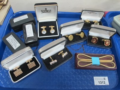 Lot 188 - Six Pairs of Gilt Coloured Gent's Cufflinks,...