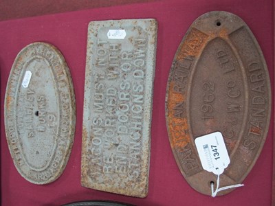 Lot 1347 - Cast Iron Railway Plaques - Pakistan Railway...