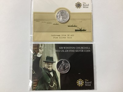 Lot 507 - Two Royal Mint Fine Silver £20 Coins,...