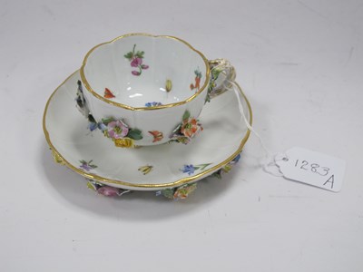 Lot 1283a - A XIX century Meissen cabinet cup and saucer...