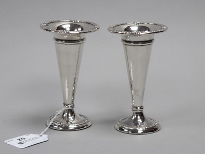 Lot 52 - A Pair of Hallmarked Silver Vases, (marks...