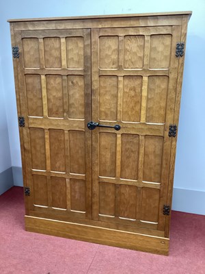 Lot 1483 - Alan 'Acornman' Grainger Oak Two Door Wardrobe,...