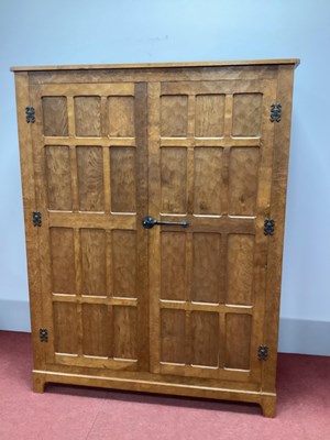 Lot 1484 - Alan 'Acornman' Grainger Oak Two Door Wardrobe,...