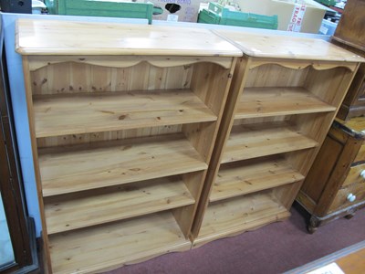 Lot 1562 - A Pair of Pine Bookcases, with three...