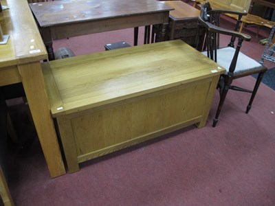 Lot 1613 - Oak Blanket Box, with hinged lid on square...