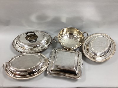 Lot 87 - Plated Oval Lidded Entree Dishes, John Round &...
