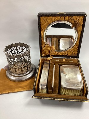 Lot 219 - An Art Deco Hallmarked Silver Backed Brush Set,...