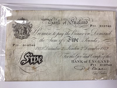 Lot 454 - Bank Of England White £5 Banknote, London 2nd...