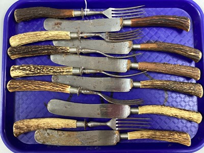Lot 40 - A Set of Six German Stag Handled Steel Knives...