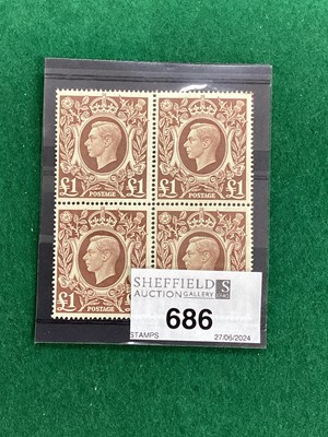 Lot 686 - Stamps; An attractive block of four King...