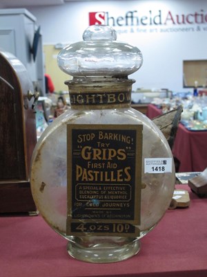 Lot 1418 - Advertising, Grips First Aid Pastilles Glass...