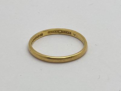 Lot 310 - A 22ct Gold Plain Wedding Band, (finger size...