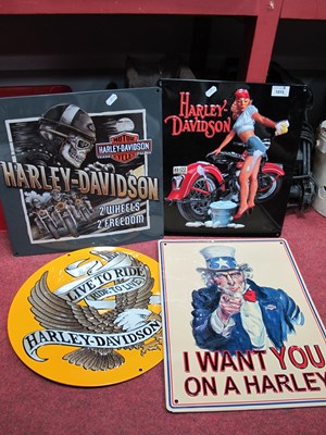 Lot 1015 - Harley Davidson Metal Wall Signs, including...