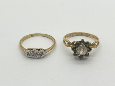 Lot 332 - A 9ct Gold Stone Set Floral Cluster Ring, claw...