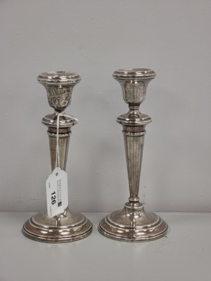 Lot 126 - A Pair of Hallmarked Silver Candlesticks,...