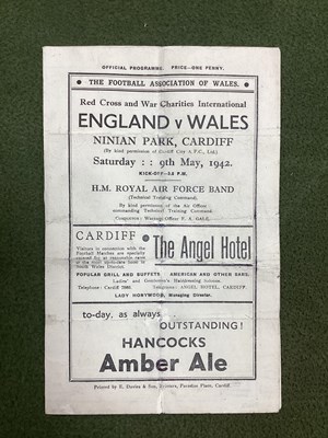 Lot 813 - 1942 Wales v. England Four Page Programme 1938,...