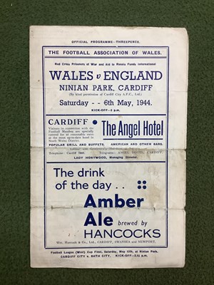 Lot 820 - 1944, Wales v. England Four Page Programme, at...