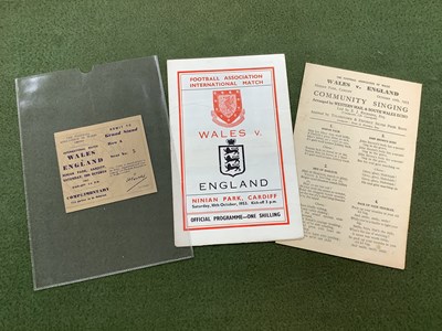 Lot 823 - 1953 Wales v. England Ticket and Programme,...