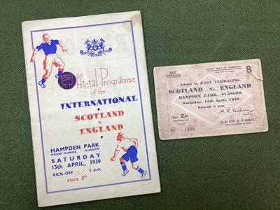 Lot 809 - 1939 Scotland v. England Ticket and Programme,...