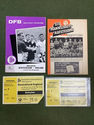 Lot 826 - Germany v. England 1965 Two Tickets, and two...