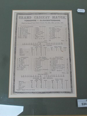 Lot 534 - Cricket 1879, Yorkshire v....