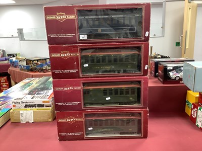 Lot 568 - Four 'G" Gauge U.S.A Outline Boxed Coaches,...