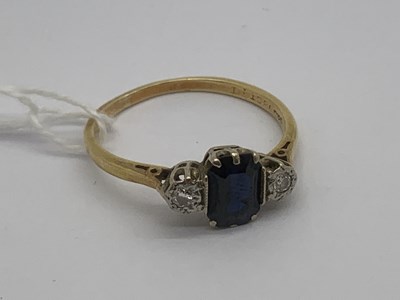 Lot 136 - A Sapphire and DIamond Three Stone Ring, the...