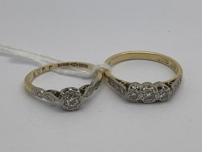 Lot 141 - A Diamond Set Three Stone Ring, illusion set...